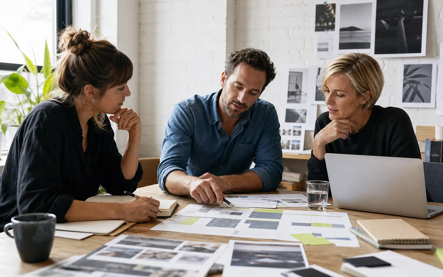 Content team reviewing a production workflow