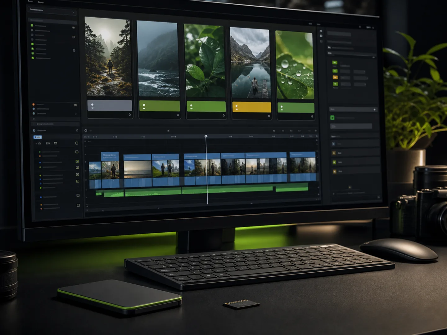 Organized edit queue moving creator footage through production