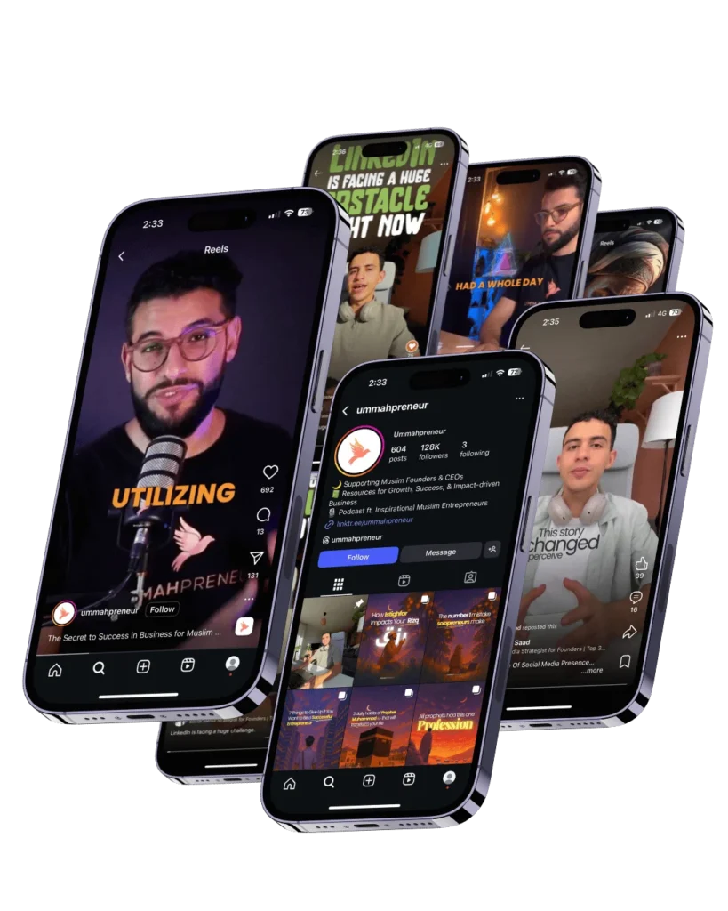 Personal brand content examples on phone screens